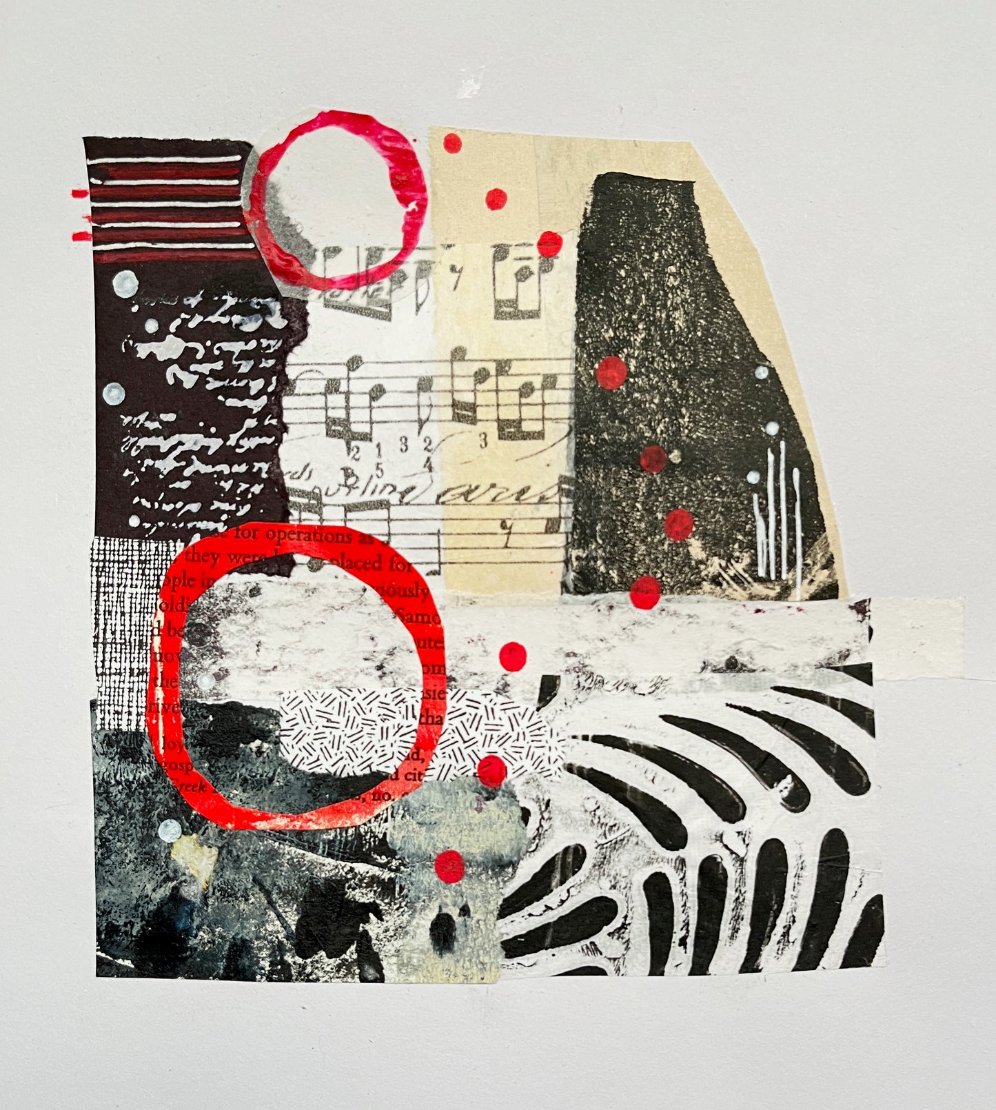 Collage with neutrals and red circles